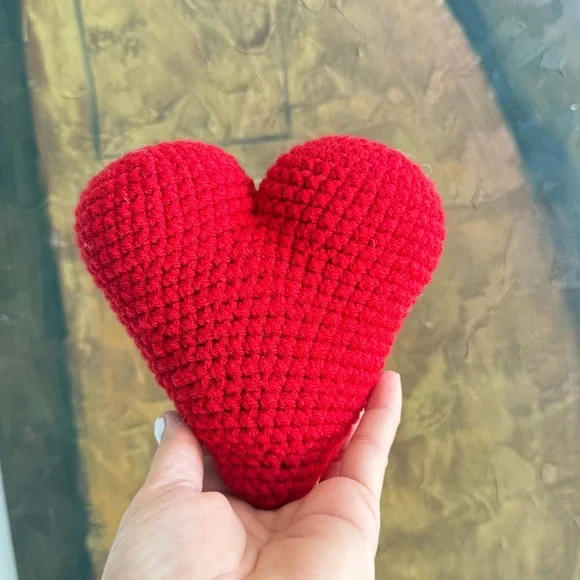 Handmade Crochet Heart Plush | Valentine’s Day Decor | Amigurumi Heart Gift - Picture 1 of 7